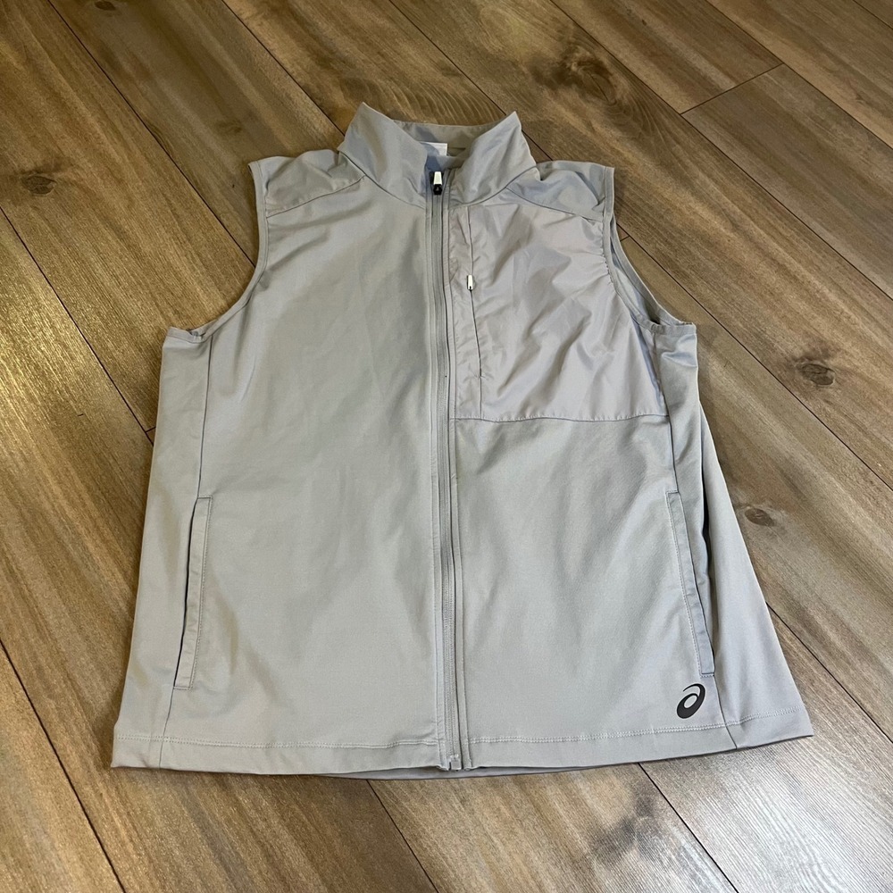 Asics Vest Full Zip Training Lightweight Gray Men Large
